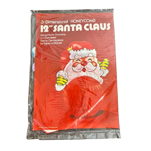 Vintage Honeycomb 1970's 12" Santa Clause Cut Out Centerpiece Sealed Package - Picture 1 of 3
